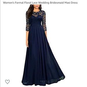 Navy lace bridesmaids dress
